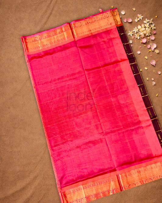 Pure Handloom Korvai Saree | Blood Red