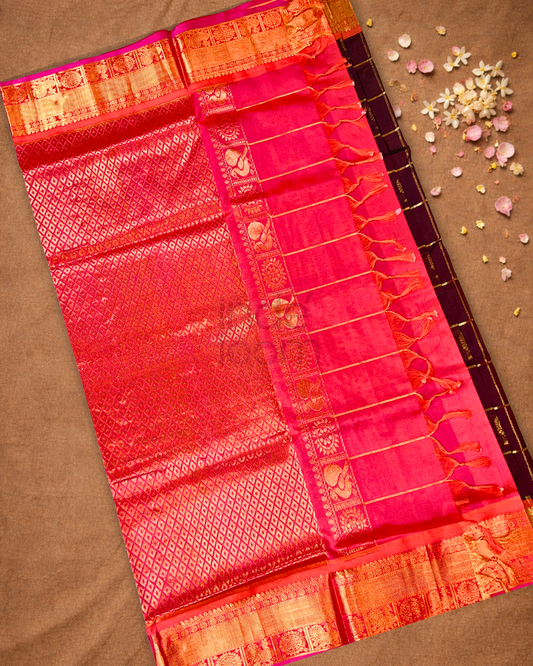 Pure Handloom Korvai Saree | Blood Red