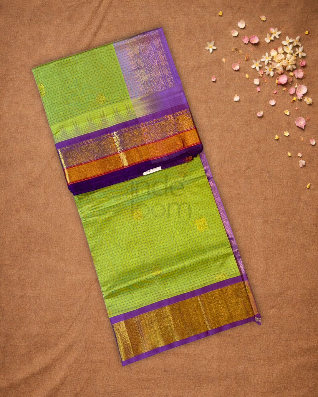 Handloom Korvai Silk Cotton Saree  |  Pistachio Green