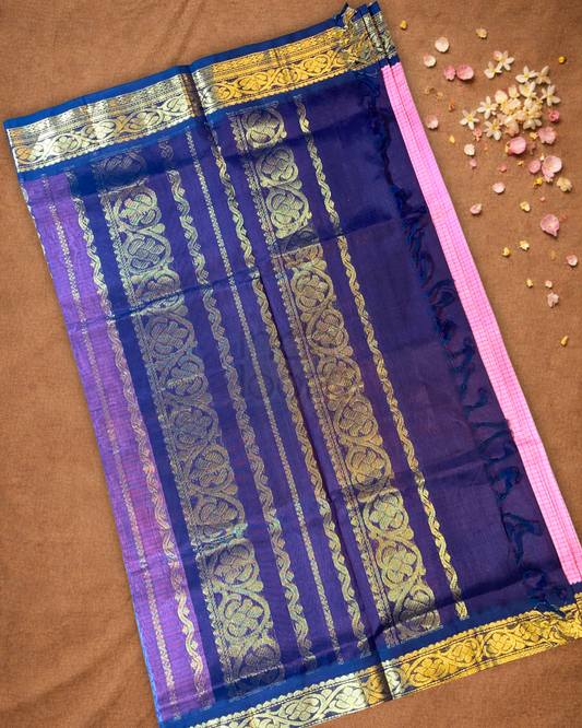 Pure Handloom Korvai Saree | Baby Pink