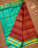 Handloom Korvai Silk Cotton Saree  |  Brick Red