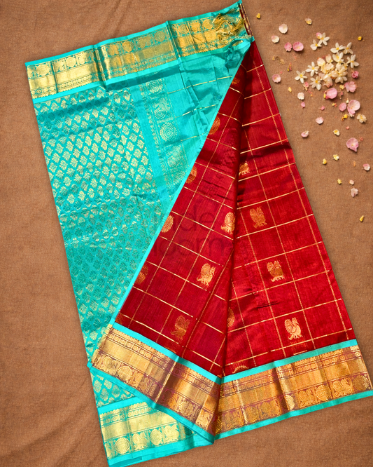 Handloom Handloom Silk Cotton Saree  |  Maroon Red