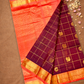 Handloom Korvai Silk Cotton Saree  |  Terracotta Red