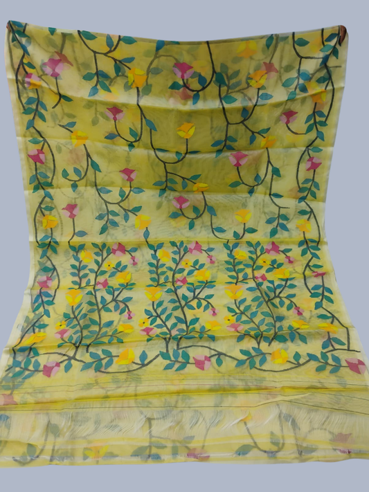 Handwoven Pure Handwoven Pure Muslin Saree  |  Sun Yellow