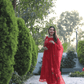 Imperial red Muslin Jamdani 2-Piece Set Kurti & Dupatta (UNSTITCHED) - 367 - indeloom