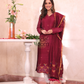 Ruby Red Cotton Linen 2-Piece Set Kurti & Dupatta (UNSTITCHED) - 302