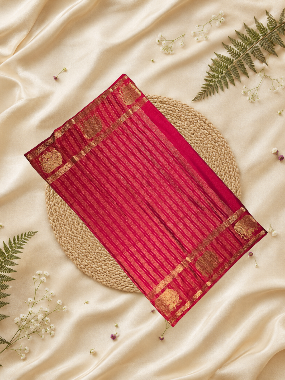Classic Mysore Silk Saree  |  dark red