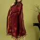 Handwoven Jamdani Linen Unstitched 2-piece Kurti | Deep Maroon