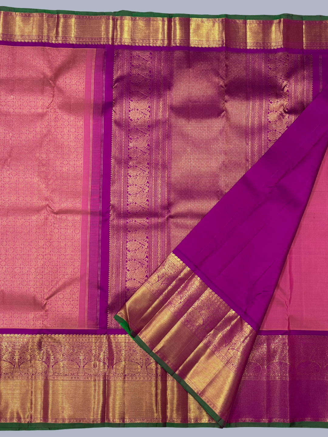 Pure Handwoven Gadwal Silk Saree With Doll Pink - 010