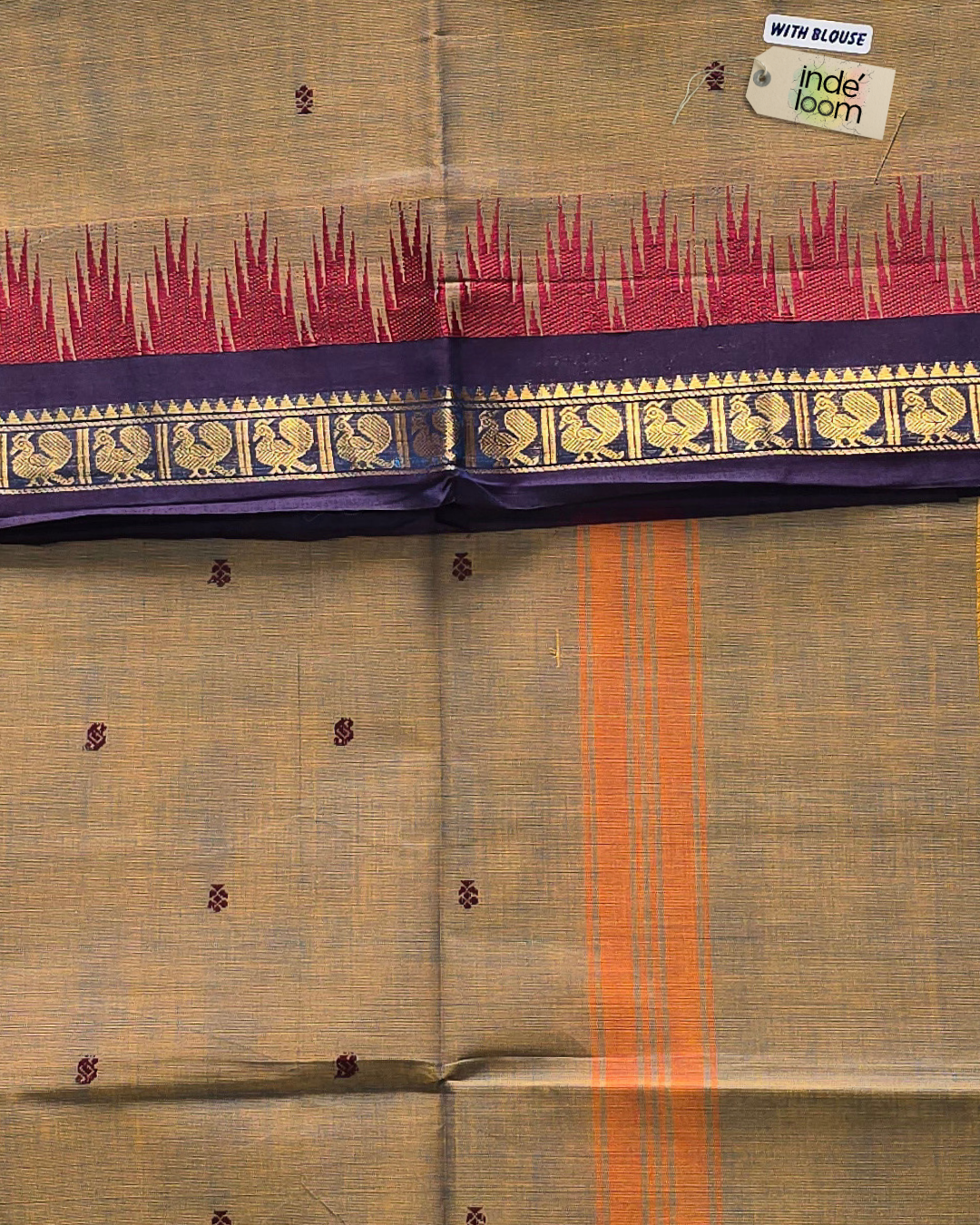 Kanchi Cotton|Dual tone Ocher Yellow & Navy Blue