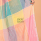 Linen Checks Saree With Pink Yellow Blue - 133