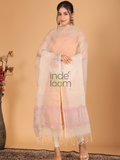 Pure Handloom Muslin Jamdani Dupatta With Baby Pink  - 002