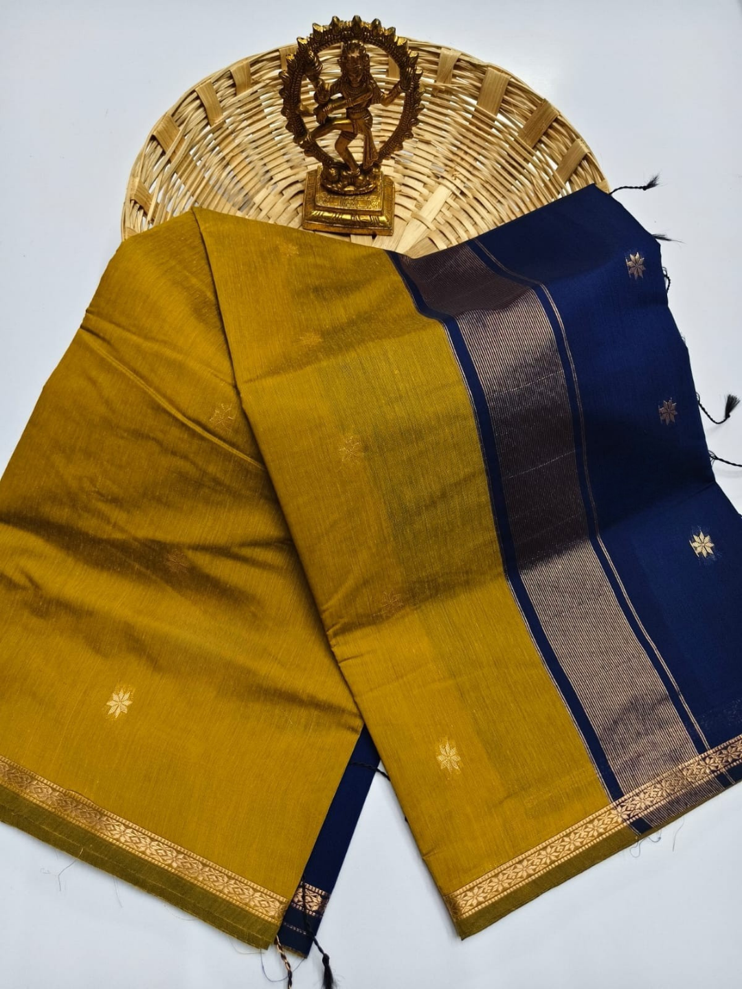 Maheshwari Silk Cotton Saree – Festive Elegance | Mustard Yellow