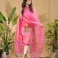Punch Pink Jamdani 2-Piece Set Kurti & Dupatta (UNSTITCHED) -693