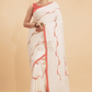 Durga Puja Saree Handloom Cotton in Red White- 001 - indeloom