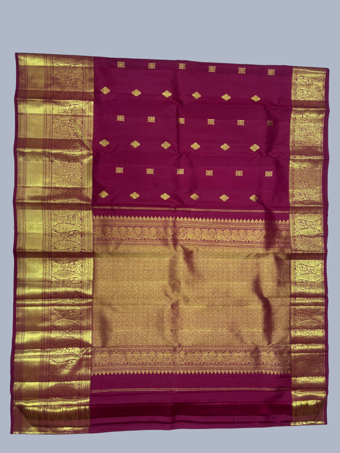 Pure Handwoven Gadwal Silk Saree With Deep Red - 011