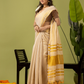 Pure Handloom Linen Saree | Pastel Yellow  and Yelllow  | Half and Half style with Contrast Border