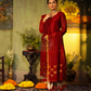 Wine Red Cotton Linen 2-Piece Set Kurti & Dupatta (UNSTITCHED) - 313