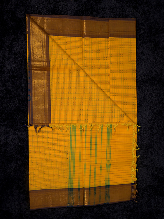 Kanchi Cotton|Marigold Yellow & Purple