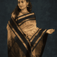 Pure handloom Korvai Silk Cotton Saree in Beige and Coal Black Pallu - 013