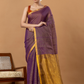 Pure Handloom Silk Tissue Linen Saree | Mauve Purple