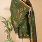 Dark Green Tissue Linen 2-Piece Set Kurti & Dupatta (UNSTITCHED) - 123