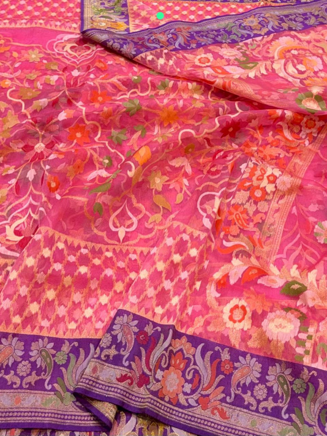 Pure Banarasi Exclusive Ektara Kora JAMDANI Tilfi saree  | Pink