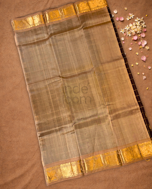 Handloom Korvai Silk Cotton Saree  |  Wine Red