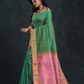 Pure Handloom Korvai Saree | Mint Green