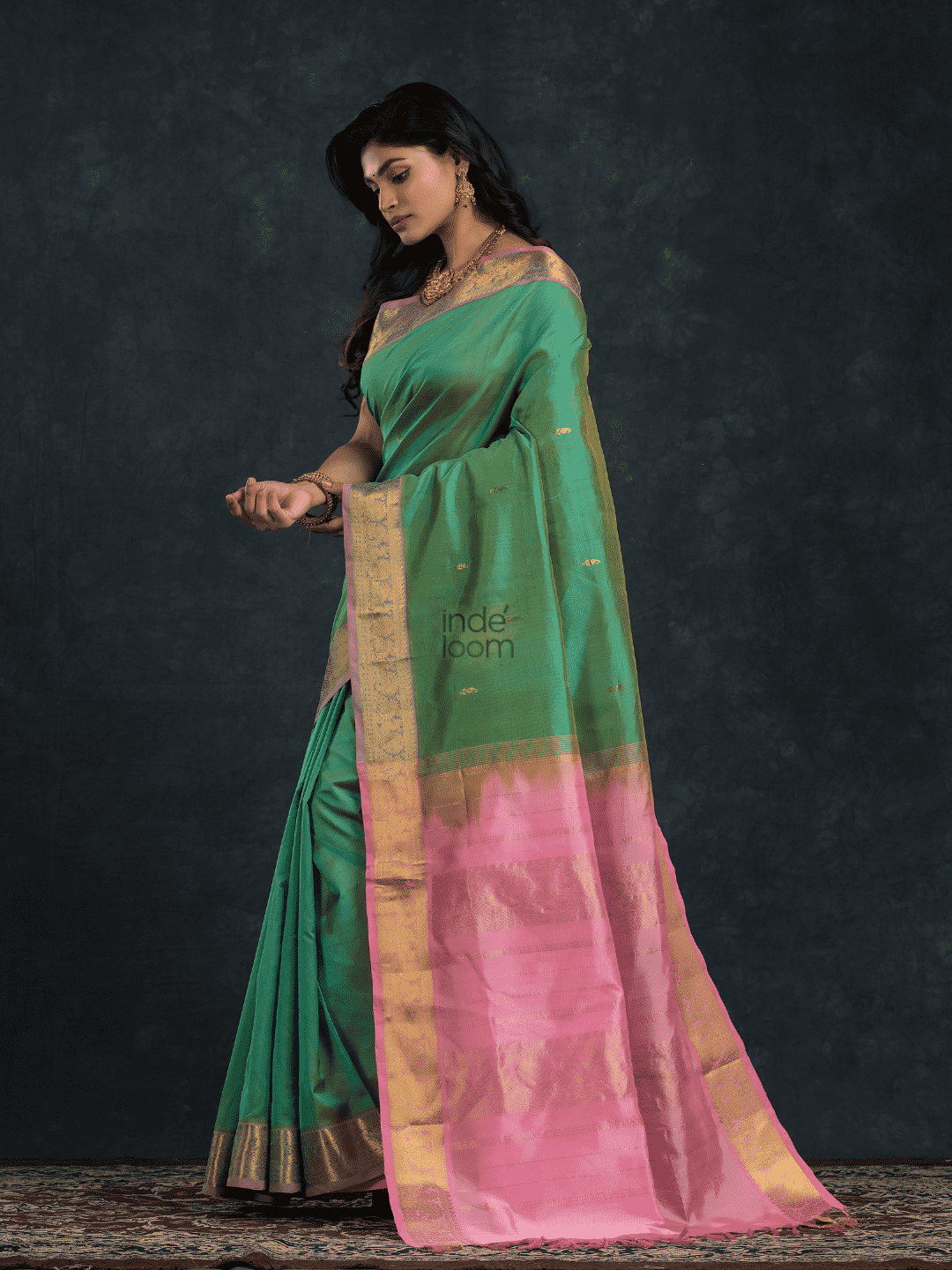 Pure Handloom Korvai Saree | Mint Green