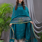 Teal Blue Linen X Linen 2-Piece Set Kurti & Dupatta (UNSTITCHED) - 111