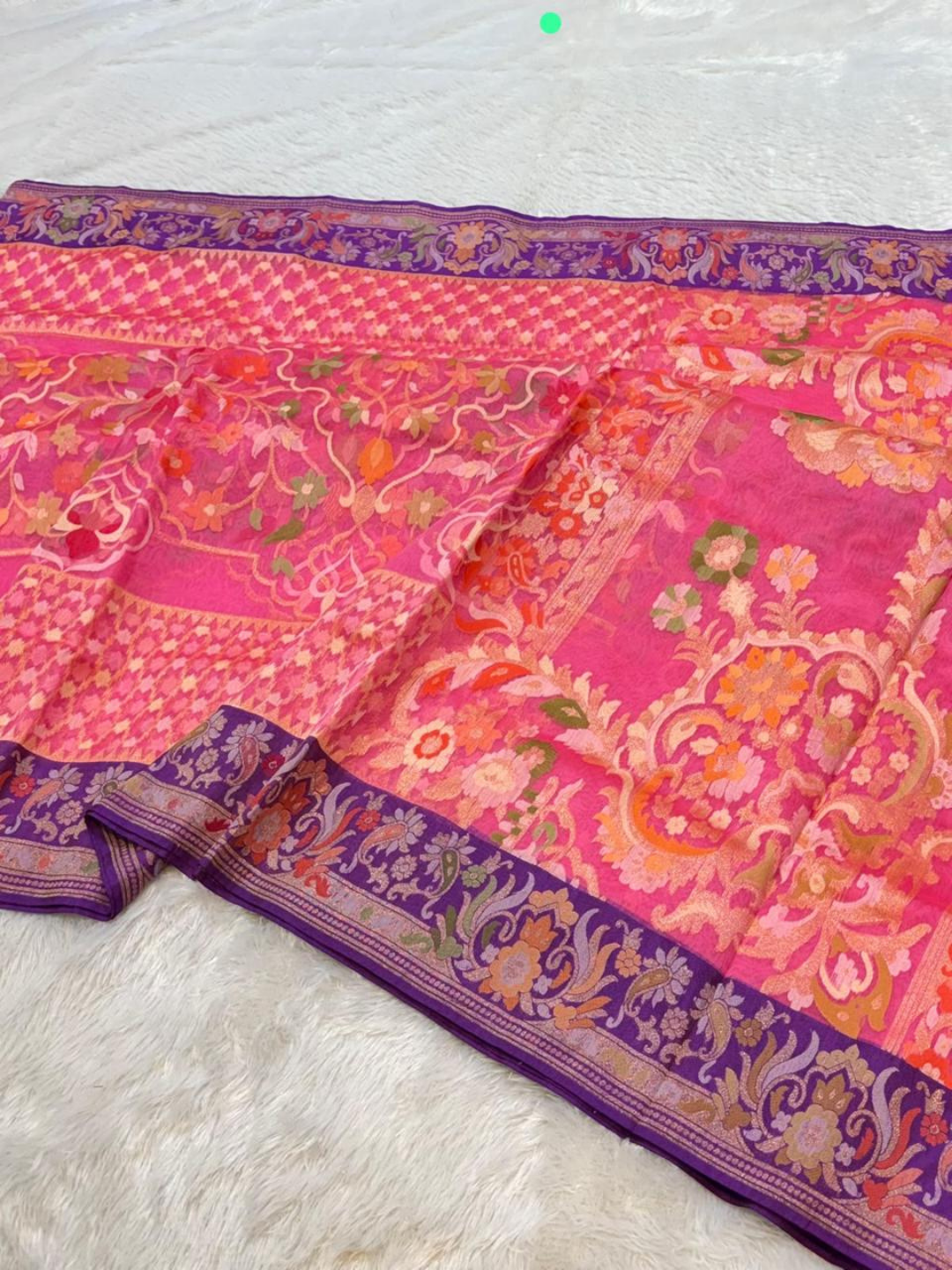 Pure Banarasi Exclusive Ektara Kora JAMDANI Tilfi saree  | Pink