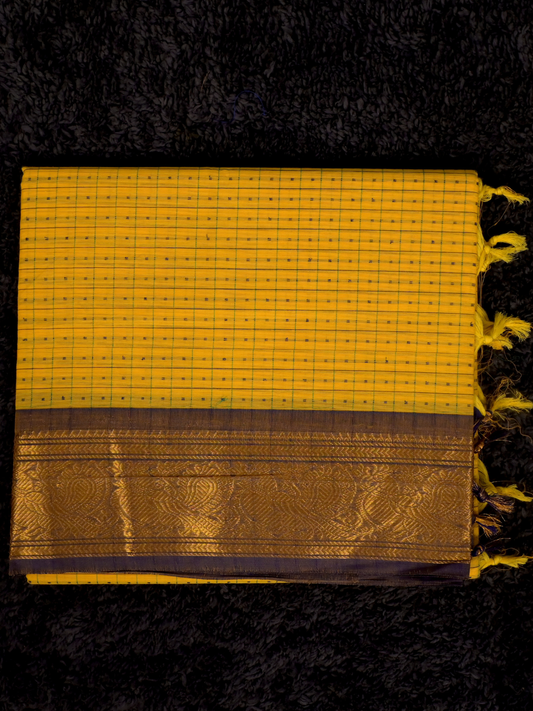 Kanchi Cotton|Bright Yellow & Purple