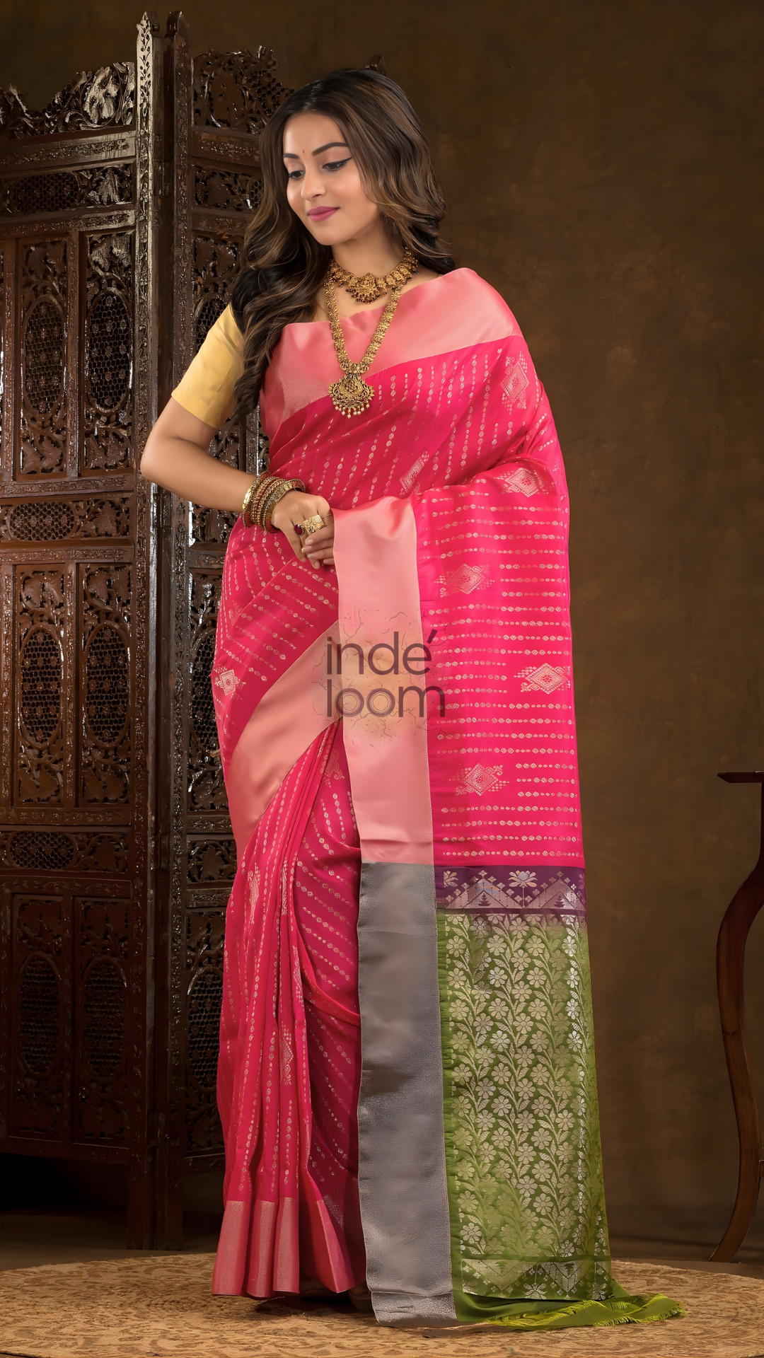 Hot Pink Cotton Silk Saree - 006