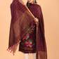 Wine Red Linen Jamdani 2-Piece Set Kurti & Dupatta (UNSTITCHED) - 075