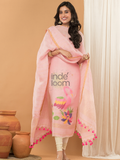 Linen Jamdani Unstitched 2-Piece Kurti  |  Rani Pink