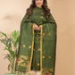Dark Green Tissue Linen 2-Piece Set Kurti & Dupatta (UNSTITCHED) - 123