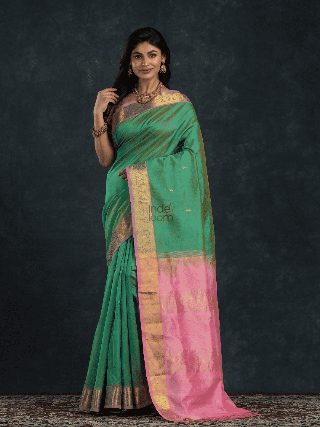 Pure Handloom Korvai Saree | Mint Green