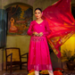 Deep Pink Sequin Paithani Jamdani 2-Piece Set Kurti & Dupatta (UNSTITCHED) - 314
