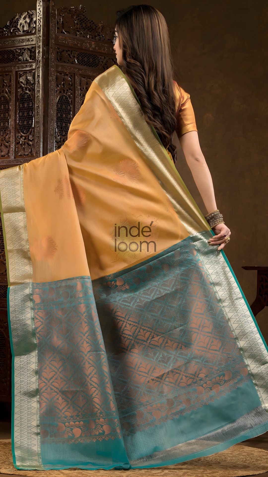 Flax Yellow Cotton Silk Saree - 007
