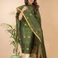 Dark Green Tissue Linen 2-Piece Set Kurti & Dupatta (UNSTITCHED) - 123