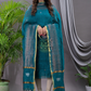 Teal Blue Linen X Linen 2-Piece Set Kurti & Dupatta (UNSTITCHED) - 111