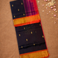 Handloom Korvai Silk Cotton Saree  |  Midnight Black