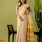 Pure Handloom Linen Saree | Pastel Yellow  and Yelllow  | Half and Half style with Contrast Border