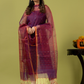 Handwoven Jamdani Muslin Unstitched 2-piece Kurti | Deep Plum