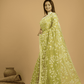 Light Green Cotton Silk Jamdani Saree - 032 - indeloom