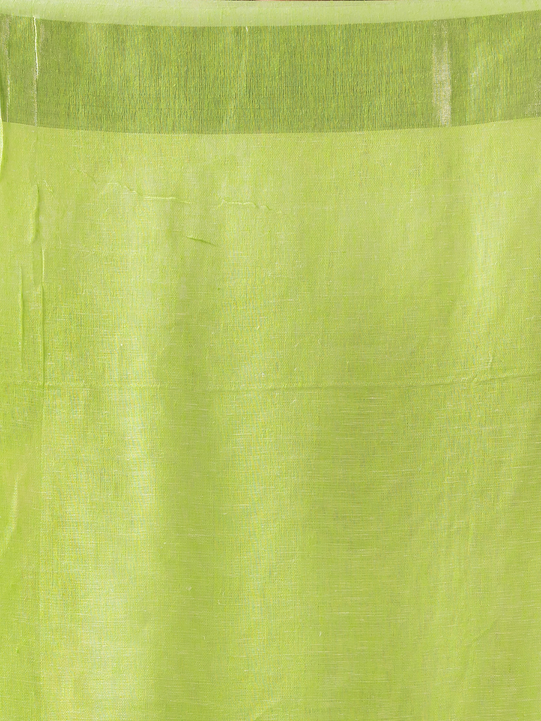 Pure Handloom Linen Saree | Lime Green