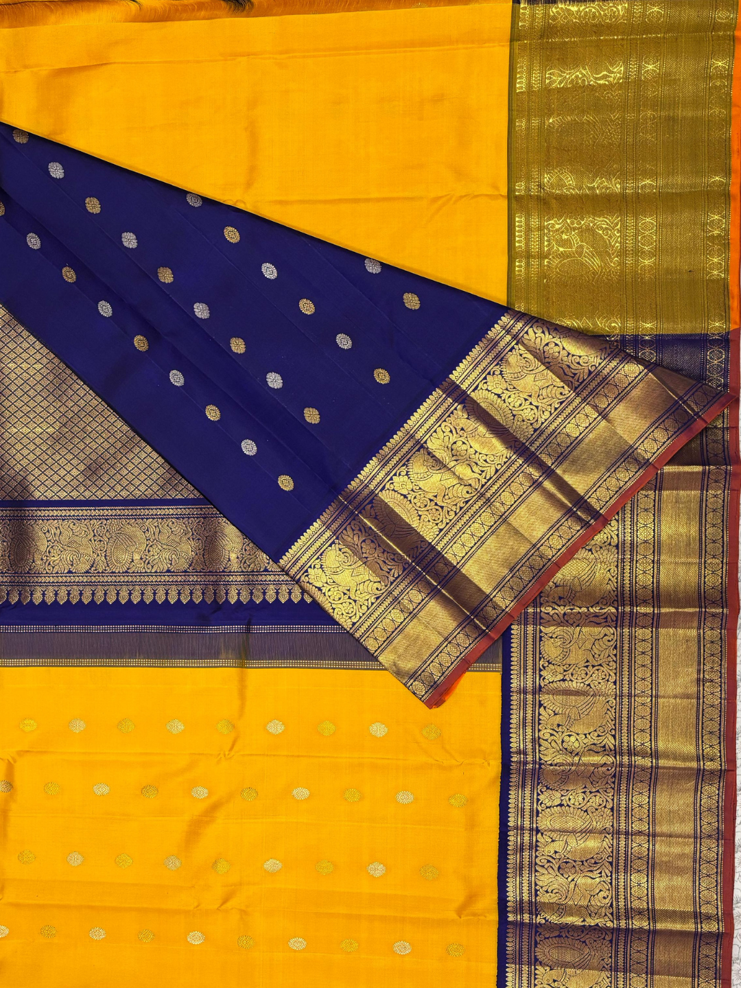 Handwoven Pure Gadwal Silk Saree  | Yellow