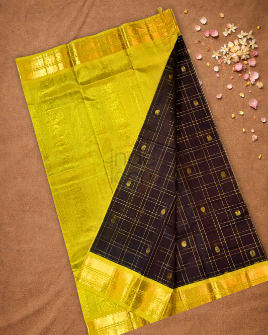 Pure Handloom Korvai Saree | Umber Brown