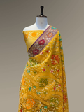 Pure Banarasi Exclusive Ektara Kora JAMDANI Tilfi saree  | Marigold Yellow